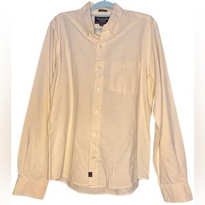 Abercrombie & Fitch Men's Yellow Cream Button Down Shirt